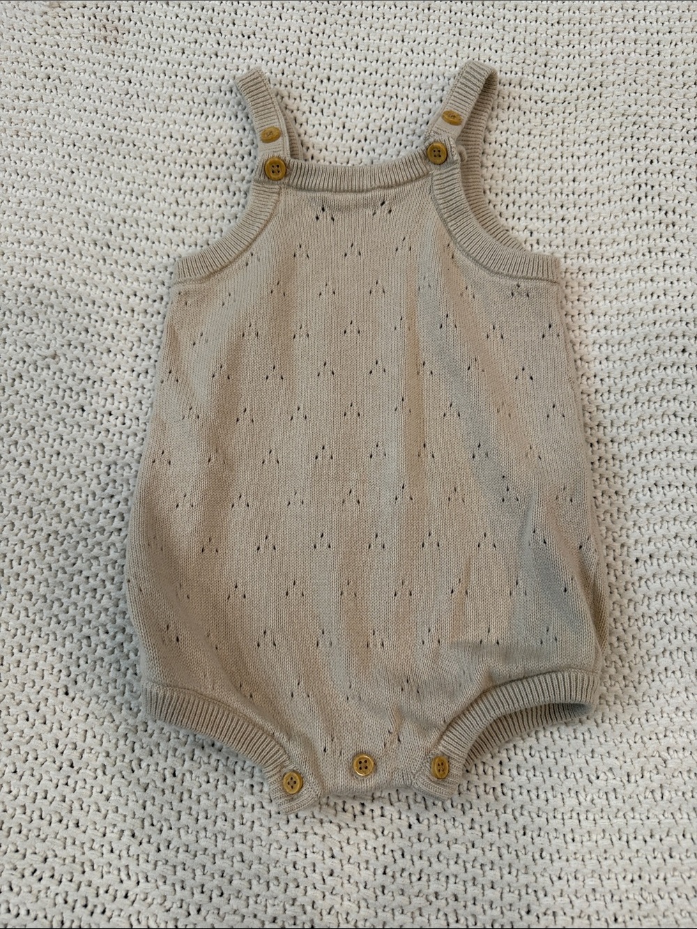 the Little Planet by Carter's Organic Cotton Eyelet Bubble Romper Neutral 18M